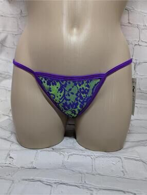BODYZONE PURPLE‎ GREEN FLORAL T BACK THONG NWT VINTAGE DISCOUNT ON MULTIPLES